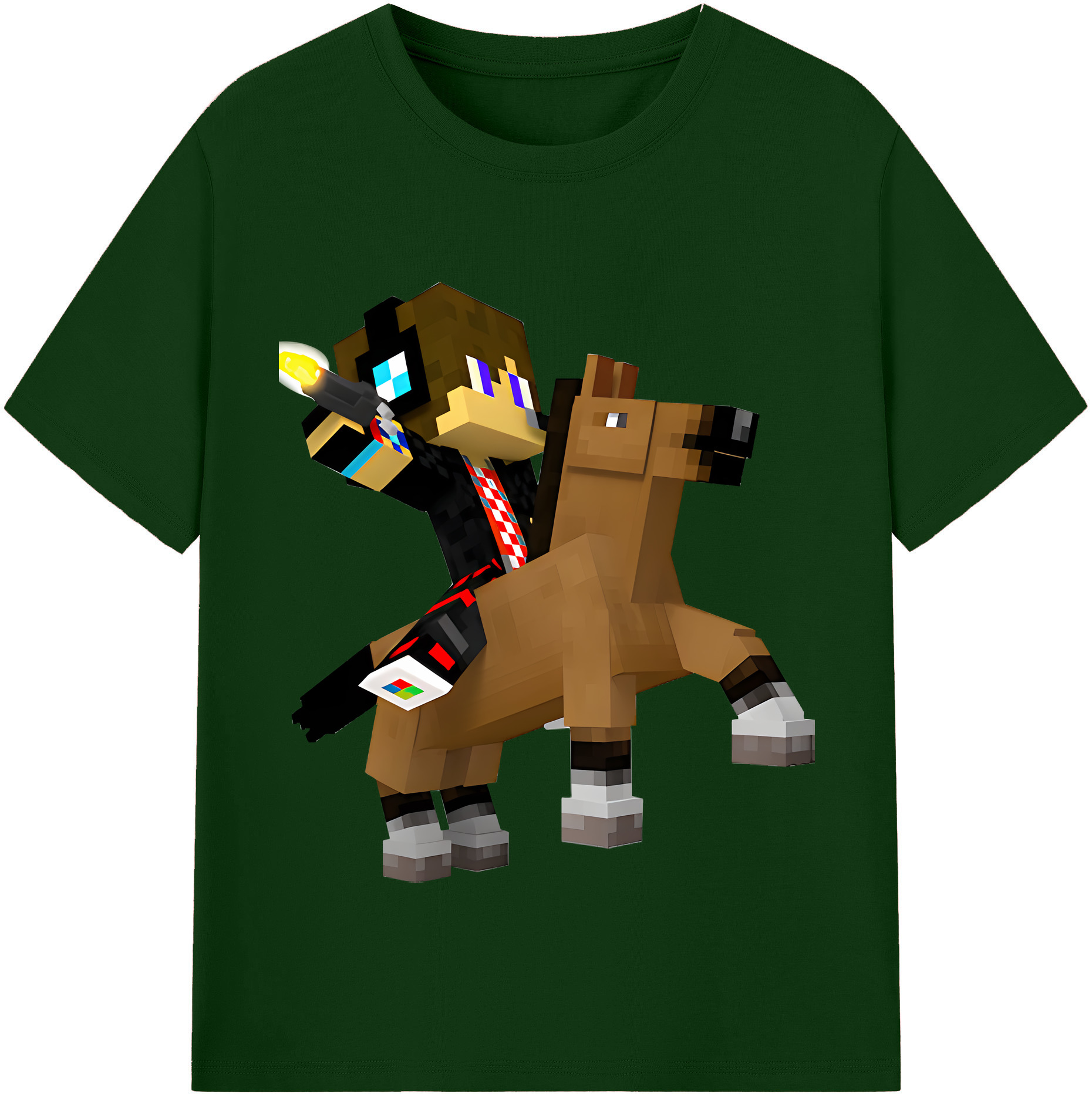 （画像用） マインクラフト ブロックの世界 Minecraft MC Block world 綿100％半袖Tシャツ（フロントプリント）
